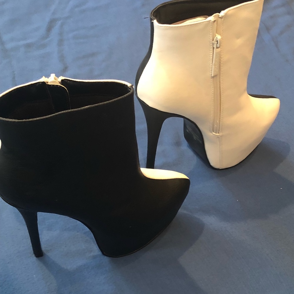 Black and White super high platform boots